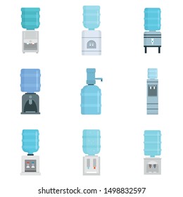 Conjunto de iconos de agua fría. Conjunto plano de iconos vectoriales de agua más fría para el diseño web