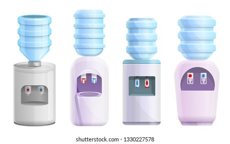 Cooler water icons set. Cartoon set of cooler water vector icons for web design