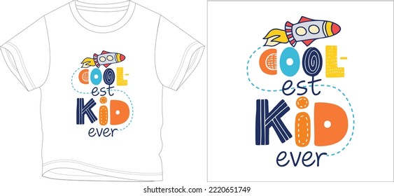 coolest kid t shirt graphic design vector illustration 