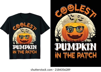 coolest pumpkin Halloween  t-shirt design vector graphic