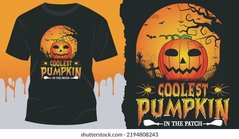 Coolest Pumpkin in The Patch, Halloween quote t-shirt design