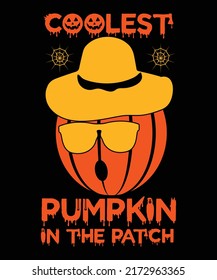 Coolest Pumpkin In The Patch T-Shirt Design Template