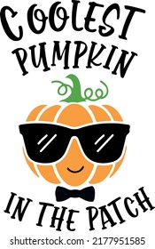 Coolest Pumpkin Typograpy Svg, Pumpkin Patch, Halloween, Boy Pumpkin, Toddler Svg, Cut File for Cricut, Fall, Instant Download