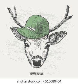 coolest reindeer in the rapper cap