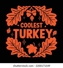 coolest turkey with autumn leaf 