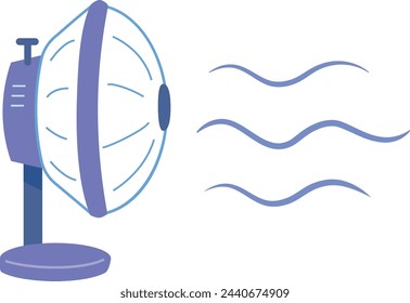 Cooling air fan blue line icon. Wind flow isolated on white background