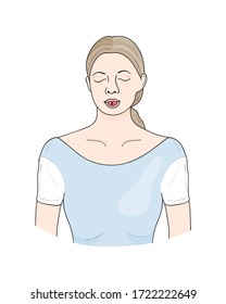 The Cooling Breath: Sheetali Pranayama. Vector.