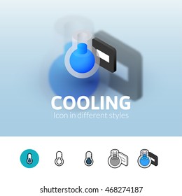 Cooling color icon, vector symbol in flat, outline and isometric style isolated on blur background