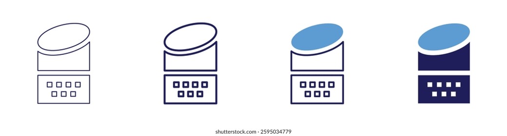 Cooling device icon in 4 different styles. Thin Line, Line, Bold Line, Duotone. Duotone style. Editable stroke.