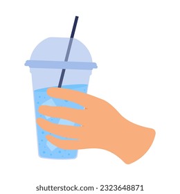 Cooling down in the heat, drink with ice, takeaway glass