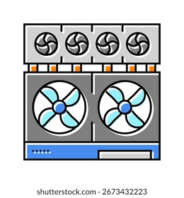 Icono de color del centro de datos del ventilador de enfriamiento. Vector del centro de datos del ventilador de enfriamiento