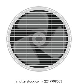 Ventilador de enfriamiento con una rejilla envolvente.