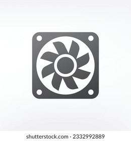 Cooling fan icons. Small fan, cold, industrial ventilation icon. Electric blade, computer ventilator
