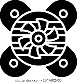 Estilo de glifo del icono del vector del ventilador de refrigeración