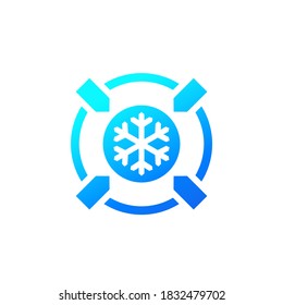 enfriamiento, icono de congelación en blanco