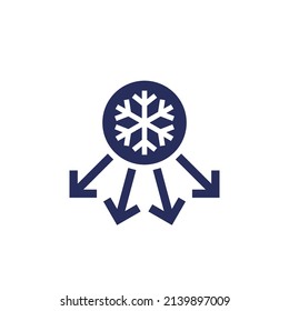 enfriamiento, icono de congelación en blanco