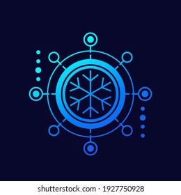 cooling, freezing vector icon on dark