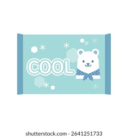 Cooling Gel Pack Illustration with Polar Bear and Snowflakes - Cute Summer Relief Concept