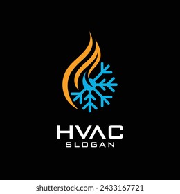 Cooling and heating logo, HVAC logo design