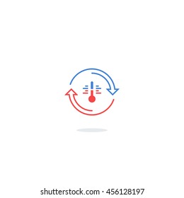 Cooling And Heating Systems Logo, Air Conditioning Service Icons, Climate Control Concept