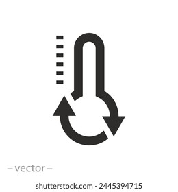 cooling or heating temperature icon, climate control, hot or cold change air, flat symbol on white background - vector illustration