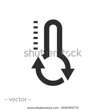 cooling or heating temperature icon, climate control, hot or cold change air, flat symbol on white background - vector illustration