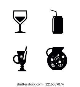Cooling Hydrating Drinks. Simple Related Vector Icons Set for Video, Mobile Apps, Web Sites, Print Projects and Your Design. Cooling Hydrating Drinks icon Black Flat Illustration on White Background.