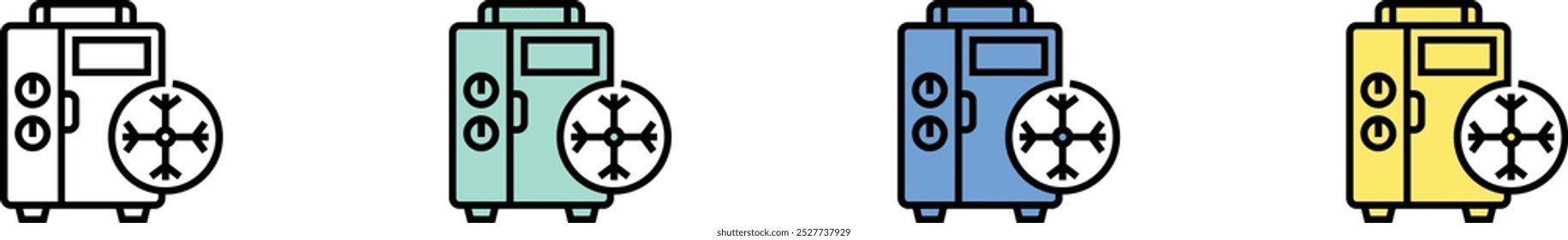 cooling icon. Outline, Green, Blue and Yellow Style Design Isolated On White Background