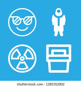 cooling icons set with portable fridge, cool and radiation vector set