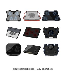 cooling pad set cartoon. machine equipment, cool computer, business office cooling pad sign. isolated symbol vector illustration
