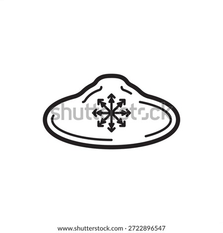 Cooling pond icon featuring a wide reservoir surface with a central thermal dispersion symbol, representing large-scale heat exchange, industrial wastewater cooling, and thermal management systems.