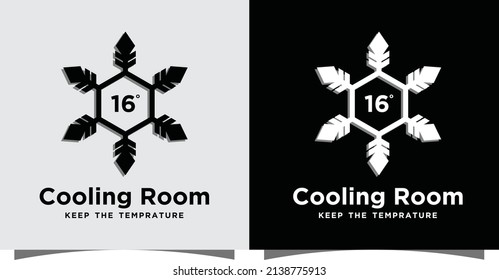 cooling room temprature logo with creative modern style Premium Vector