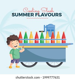 Cooling slash summer flavors banner design template.