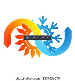 Cooling the snowflake and heating the sun arrows. Air conditioner symbol