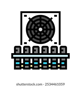 Sistema de enfriamiento de minería de criptomonedas Icono de color Vector. Sistema de enfriamiento de minería de criptomonedas. Ilustración de símbolo aislado