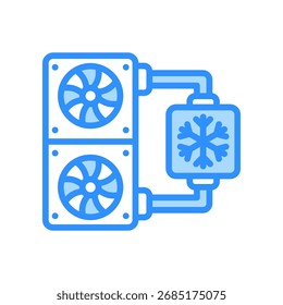 Icono del sistema de enfriamiento Ilustración vectorial de color azul