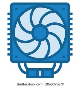 COOLING SYSTEM ICON BLUE LINE COLOR . 