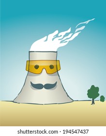 Cooling tower - cartoon style