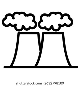 Icono de la torre de enfriamiento Vector de contorno blanco y negro