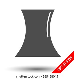 Cooling tower icon. Simple flat logo of cooling tower on white background. Vector illustration.