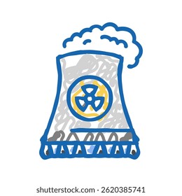 cooling tower nuclear energy doodle icon sketch vector. cooling tower nuclear energy sign. isolated symbol illustration