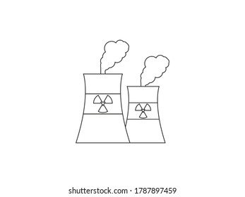 Kühlturm, Atomkraftwerksymbol. Vektorgrafik, flaches Design.