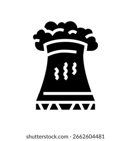 cooling tower pollution glyph icon vector. cooling tower pollution sign. isolated symbol illustration