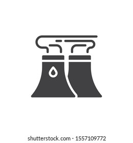 Cooling Tower Vector Icon. Filled Flat Sign For Mobile Concept And Web Design. Thermal Power Station Glyph Icon. Symbol, Logo Illustration. Vector Graphics