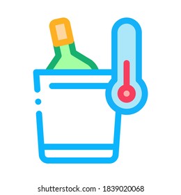 cooling wine bottle icon vector. cooling wine bottle sign. color symbol illustration