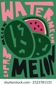 Cooll Watermelon Sticker vector illustration. Summer food concept illustration isolated on black background. Seasonal fruits labels and vegetables stickers. Watermelon badges template for packaging