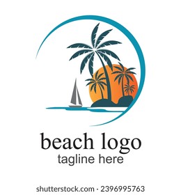 coolness and natural beauty, natural and exotic beaches,Beach logo vector template illustration