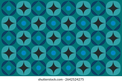 Cool-toned ethnic style batik with teal and black floral shapes. This Indonesian-inspired background embraces modern abstraction while retaining strong cultural symbolism. Floral background design art