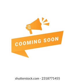 Próximamente se acerca la plantilla del logotipo de diseño. Adecuado para la promoción de etiquetas de productos