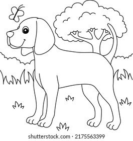 Coonhound Dog Coloring Page for Kids